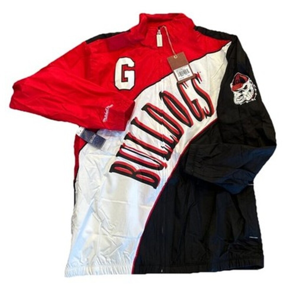 Mitchell Ness Georgia Bulldogs Windbreaker Rain Jacket Men Sz Large Full Zip NEW